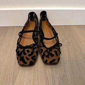 Margaux Leopard-Print Ballet Flats with Black Trim